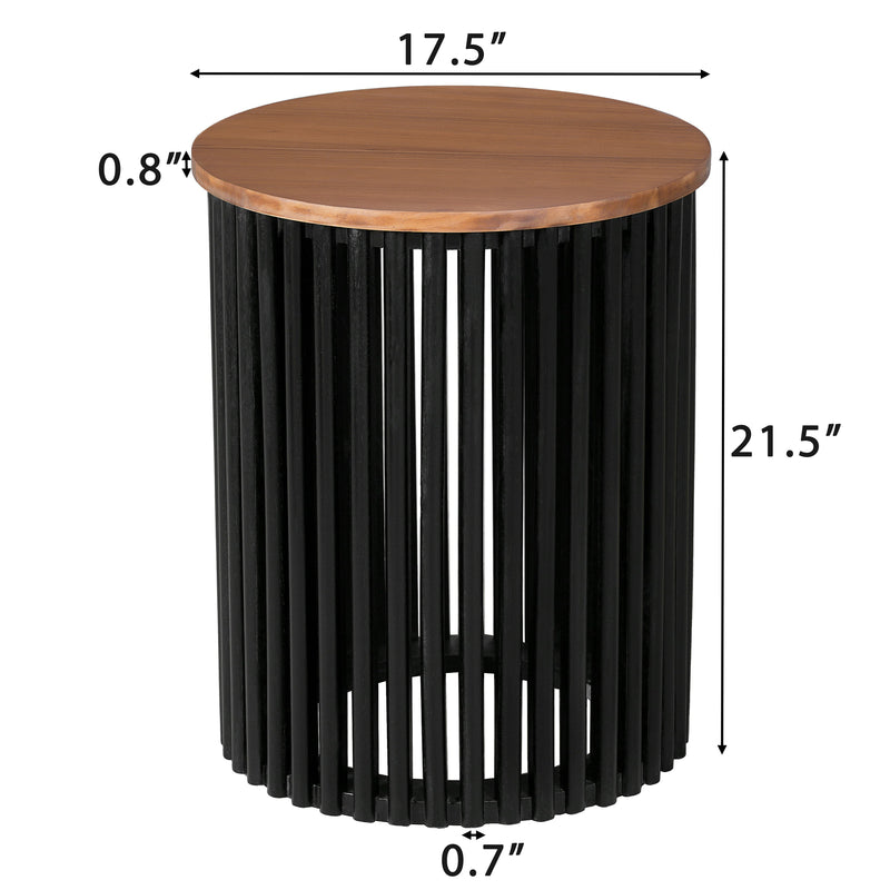 ACACIA SOLID WOOD SIDE TABLE,NATURAL & BLACK COLOR