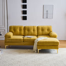 83" Modern Sectional Sofas Couches Velvet L-Shaped Couches for Living Room, Bedroom, Yellow