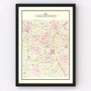 Vintage Map of Oakland County, Michigan 1896