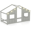 Twin Size House Bed with LED Lights Montessori Slat-free Floor Bed by LJGDeals