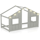 Twin Size House Bed with LED Lights Montessori Slat-free Floor Bed