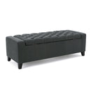Contemporary Storage Ottoman With Tufted Top - Dark Gray by HouseOfZazla