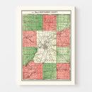 Vintage Map of Montgomery County, Indiana 1898