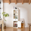 Retro Style 75'' Tall Display Shelf With Cabinet For Hallways Living Room Kitchen - White by HouseOfZazla