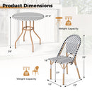 3 Piece French Bistro Table Chair Set with Outdoor Wicker Round Table and 2 Dining Chairs by DirectDeals