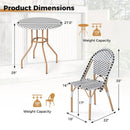 3 Piece French Bistro Table Chair Set with Outdoor Wicker Round Table and 2 Dining Chairs by LJGDeals