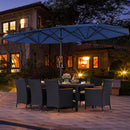 10 Piece Outdoor Dining Set with 15 Feet Double-Sided Twin Umbrella by LJGDeals