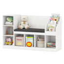 Kids Bookcase with Reading Nook 3-in-1 Standing Toy Organizer-White by LJGDeals