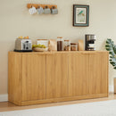 Fluted Sideboard Cabinet with 4-6 Doors and Wood-Grain Top