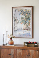 31.5x47.2' Hand-Painted Courtyard Scene Canvas Wall Art with Textured Pine Wood Frame by HouseOfZazla