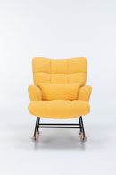 Rocking Chair Nursery, Teddy Upholstered Glider Rocker With High Backrest, Reading Chair Modern Rocking Accent Chairs Glider Recliner For Living Room - Yellow by HouseOfZazla