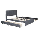 Upholstered Platform Bed With Drawers, Classic Headboard Design by HouseOfZazla