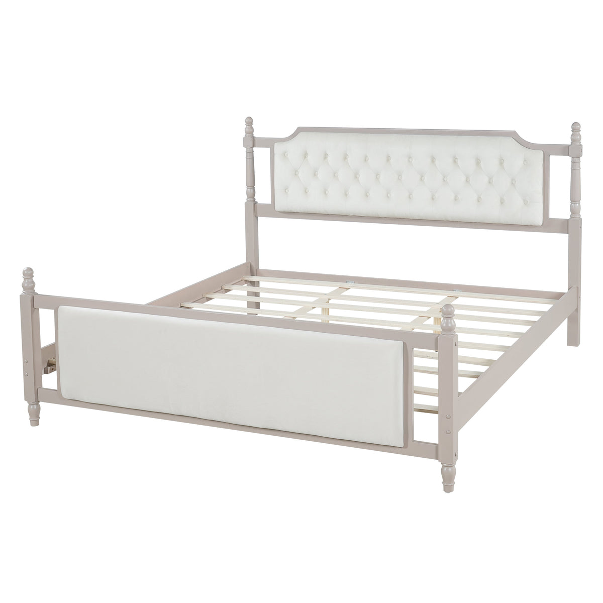 King Size Upholstered Platform Bed with Button Tufted Headboard, photo 10 of 10