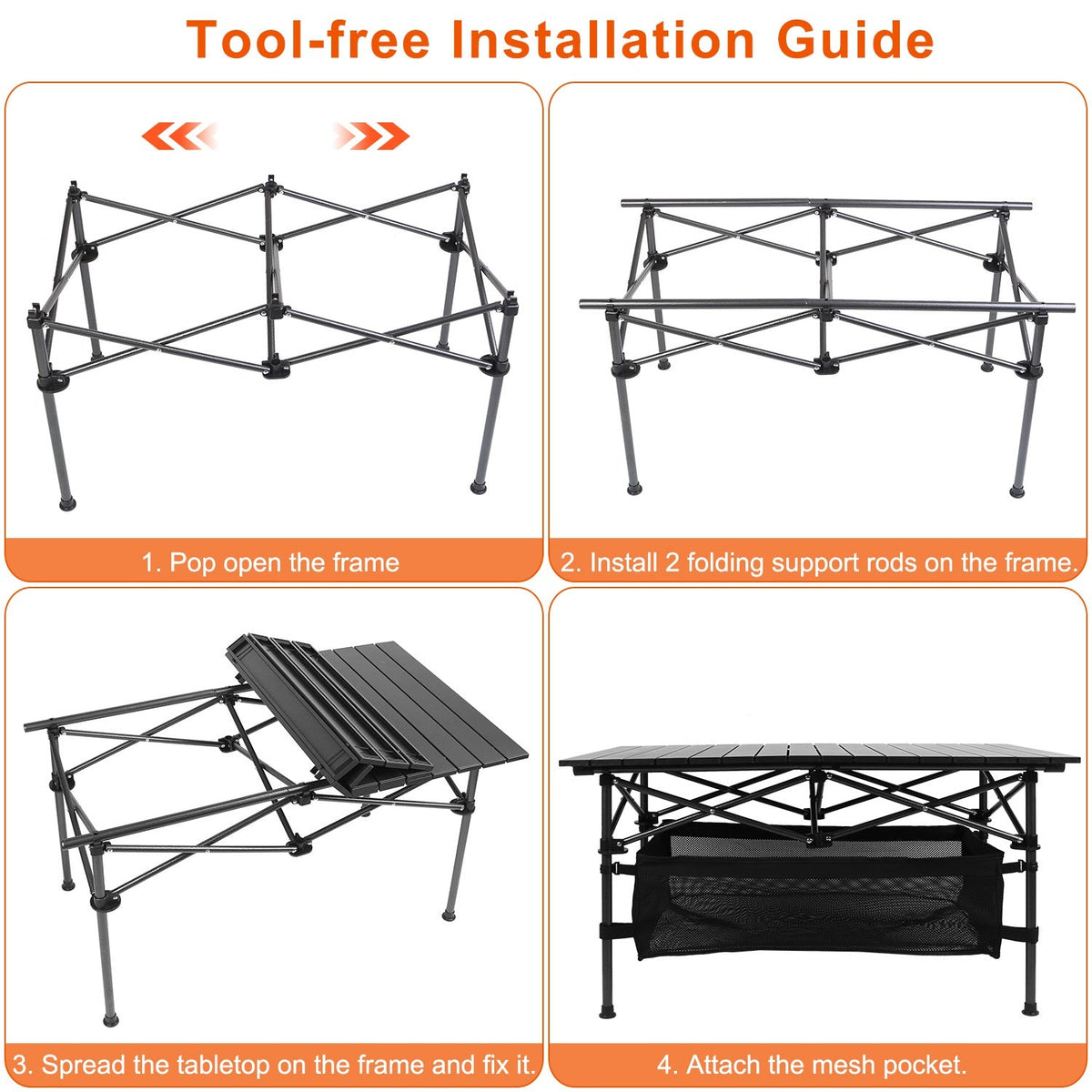 Folding Camping Table Portable Lightweight Aluminum Roll-up Picnic BBQ Desk with Carrying Bag Heavy Duty Outdoor Beach Backyard Party Patio, photo 7 of 9