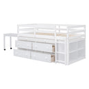 Loft Bed With Retractable Writing Desk And 4 Drawers, With Lateral Portable Desk And Shelves by HouseOfZazla