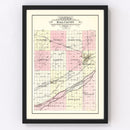 Vintage Map of Hall County, Nebraska 1904