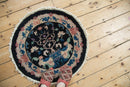 2.5x2.5 Vintage Nichols Art Deco Round Rug Mat