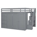 Loft Bed With Built In Wardrobes, Cabinets And Drawers