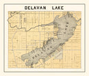 Vintage Map of Delavan Lake, Wisconsin 1907