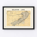 Vintage Map of Delavan Lake, Wisconsin 1907