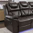 Home Theater Seating Manual Recliner Chair With Center Console And Led Light Strip For Living Room by HouseOfZazla