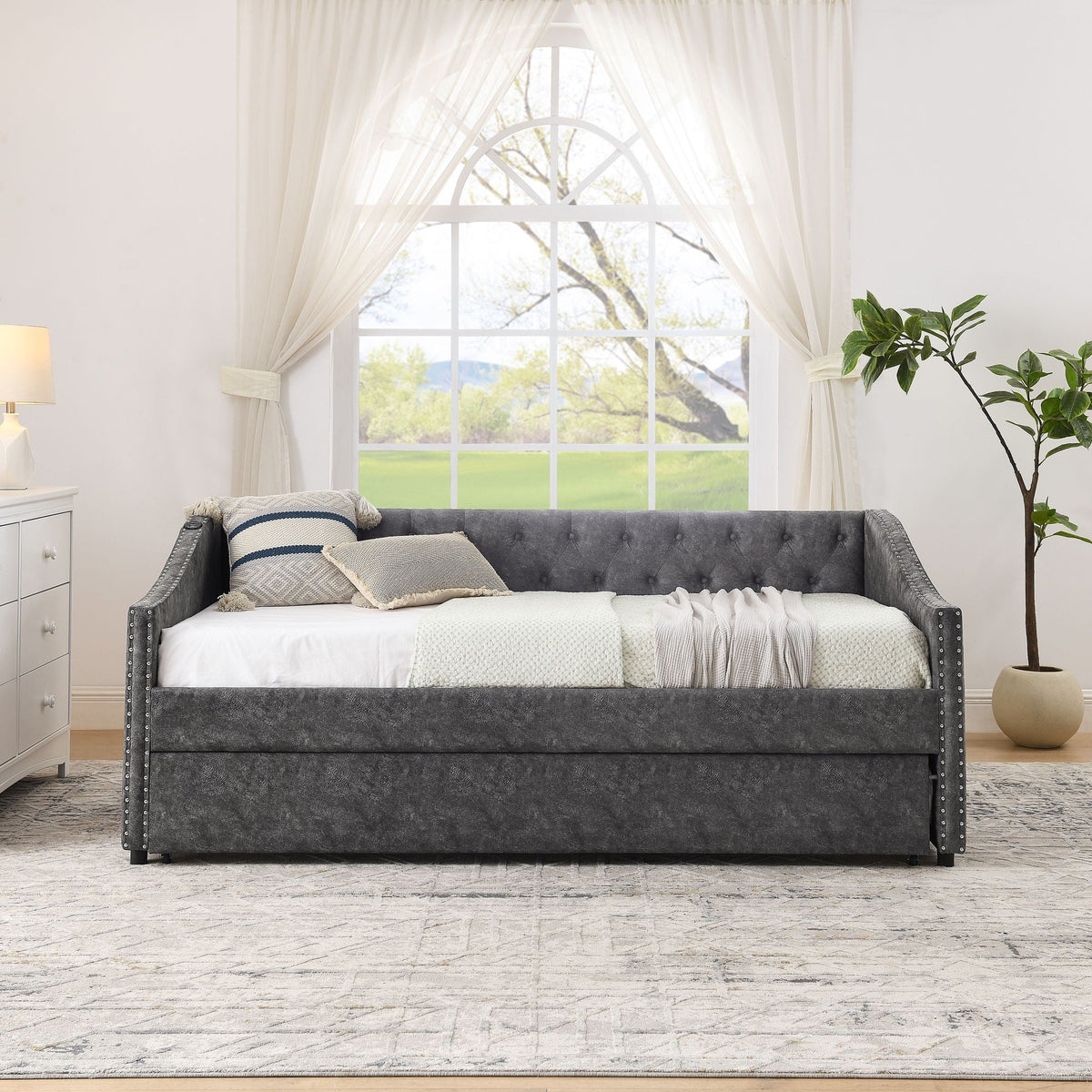 Upholstered Daybed With USB Charging & Pull Out Bed, photo 8 of 40