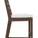 TREXM Rustic Patio Bar Set with Ergonomic Chairs, Solid Wood Slatted Tabletop in Mocha+Beige Cushion by Montret