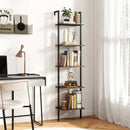 5 Tier Wall Mount Ladder Shelf with Anti-Tipping Kits for Home Office-Rustic Brown by LJGDeals