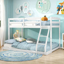 Twin Over Full Bunk Bed Low Floor Bunk Bed Frame by LJGDeals