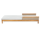 Solid Acacia Wood Sun Lounger with Grey Cushions and Light Grey Wicker