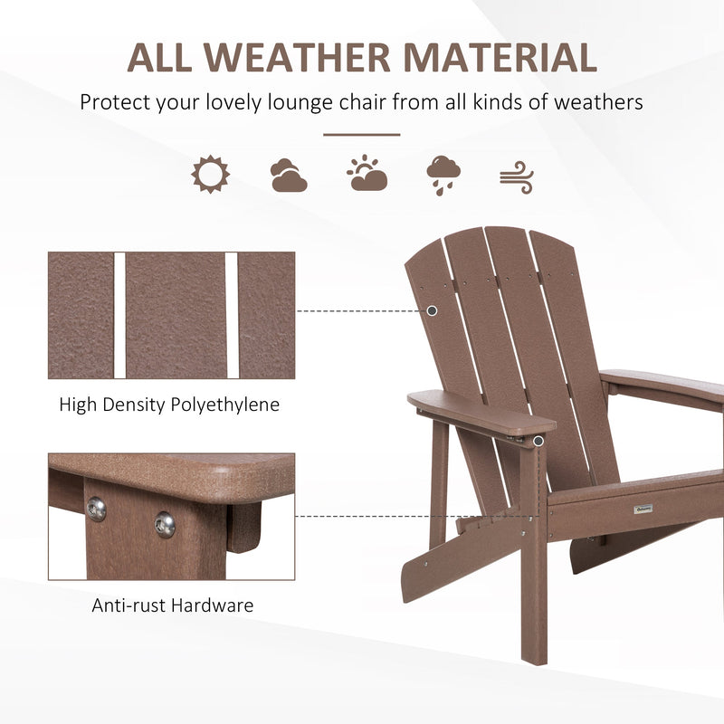 Adirondack Chair, Faux Wood Patio & Fire Pit Chair, Weather Resistant HDPE for Deck, Outside Garden, Porch, Backyard, Brown