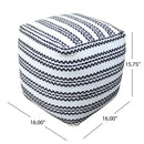 Lani - Handcrafted Fabric Pouf, Durable Cotton Square - Natural / Black by Unique Piece Furniture