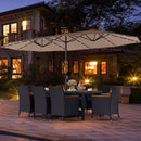 11 Pieces Patio Dining Set with LED Patio Umbrella with Base and Seat Cushions (Navy) by LJGDeals
