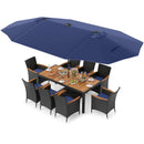 11 Pieces Patio Dining Set with LED Patio Umbrella with Base and Seat Cushions (Navy) by LJGDeals