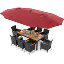 11 Pieces Patio Dining Set with LED Patio Umbrella with Base and Seat Cushions (Navy) by LJGDeals