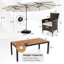 11 Pieces Patio Dining Set with LED Patio Umbrella with Base and Seat Cushions (Beige) by LJGDeals