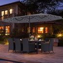 11 Pieces Patio Dining Set with LED Patio Umbrella with Base and Seat Cushions (Beige) by LJGDeals