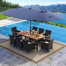11 Pieces Patio Dining Set with LED Patio Umbrella with Base and Seat Cushions (Beige) by LJGDeals