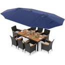 11 Pieces Patio Dining Set with LED Patio Umbrella with Base and Seat Cushions (Beige) by LJGDeals
