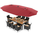 11 Pieces Patio Dining Set with LED Patio Umbrella with Base and Seat Cushions (Beige) by LJGDeals