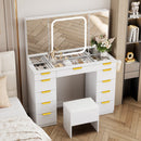11-Drawer Makeup Vanity Desk with Tri-Fold Mirror