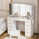 11-Drawer Makeup Vanity Desk with Tri-Fold Mirror