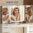 11-Drawer Makeup Vanity Desk with Tri-Fold Mirror
