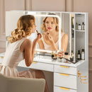 11-Drawer Makeup Vanity Desk with Tri-Fold Mirror