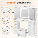 11-Drawer Makeup Vanity Desk with Tri-Fold Mirror