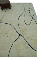 Strokes Custom Made Contemporary Cream Hand Knotted Wool Rug