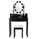 Makeup Dressing Table with Touch Switch Lighted Mirror and Cushioned Stool by LJGDeals