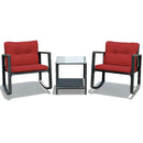 3 Pieces Cushioned Patio Rattan Set with Rocking Chair and Table-Black by LJGDeals