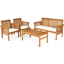 4 Pieces Outdoor Acacia Wood Sofa Furniture Set by LJGDeals