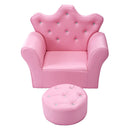 Children Upholstered Princess Sofa with Ottoman and Diamond Decoration for Boys and Girls by LJGDeals
